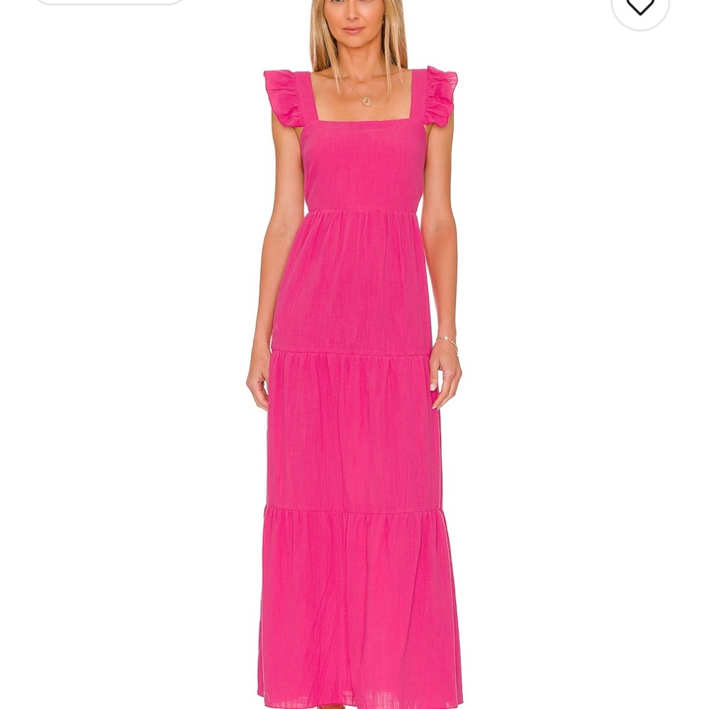 COPY - x REVOLVE Peaches Linen Dress in Hot Pink